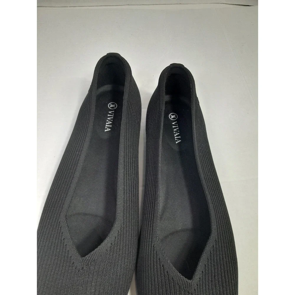 VIVAIA Margot Square Toe V-Cut Ballet Flats. Black. Size 43, US 11. VGUC.